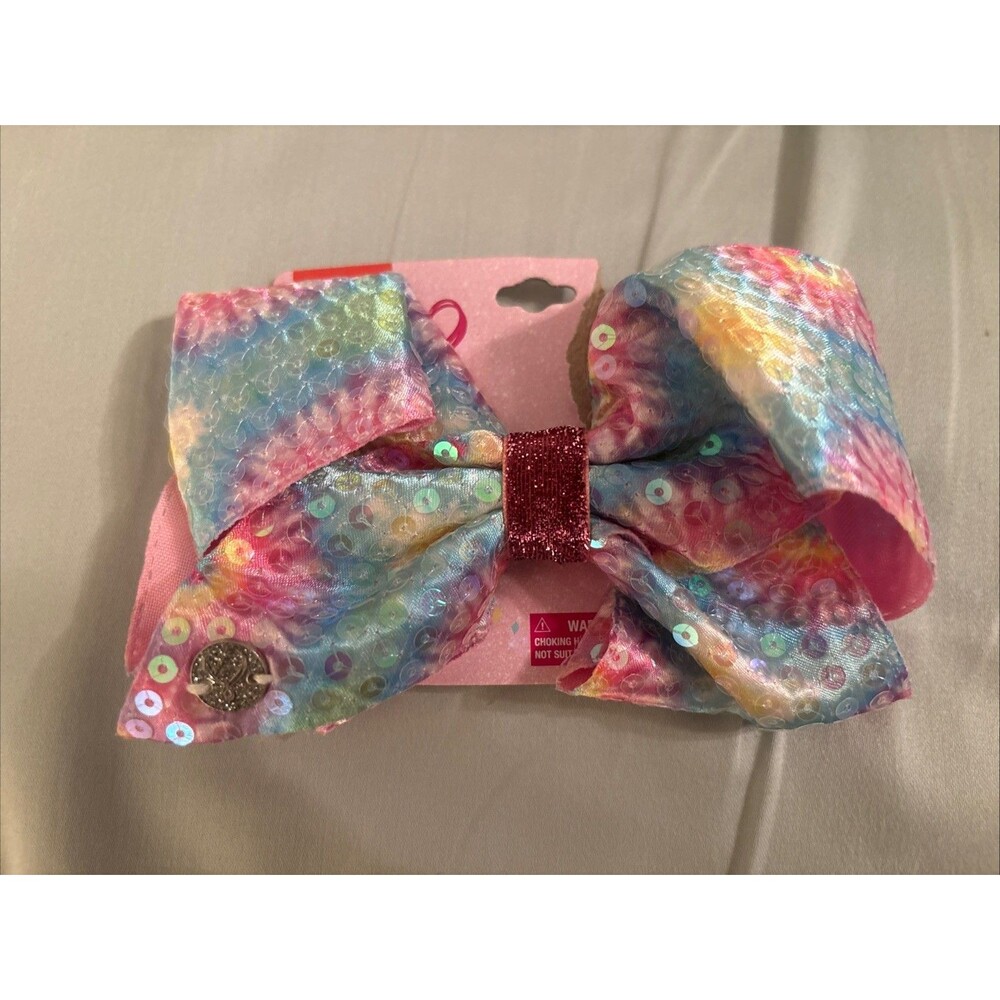 NEW Jojo Siwa Rainbow Tie Dye Sequin Hair Bow Clip Accessory (2-24)